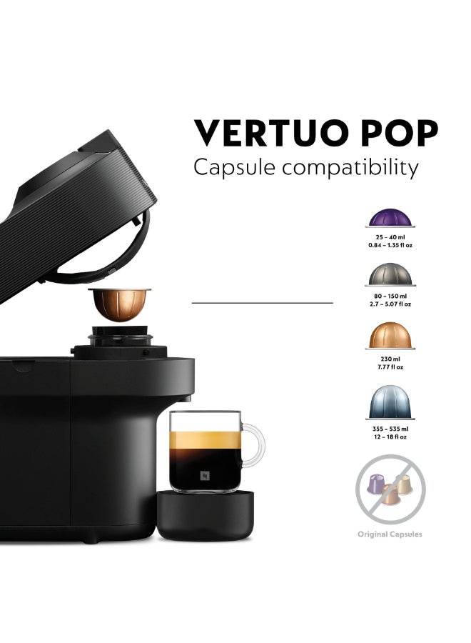 نسبرسو نسبريسو فيرتو بوب GDV2 ماكينة تحضير القهوة بالكبسولات، مع خافقة الحليب آيروتشينو 3 لرغوة الحليب للكابتشينو واللاتيه، تحضر 6 أحجام أكواب للقهوة السوداء، 0.6 لتر، أسود 0.6 L 1260 W GDV2-GB-BK-NE+3694BK أسود - Image 4