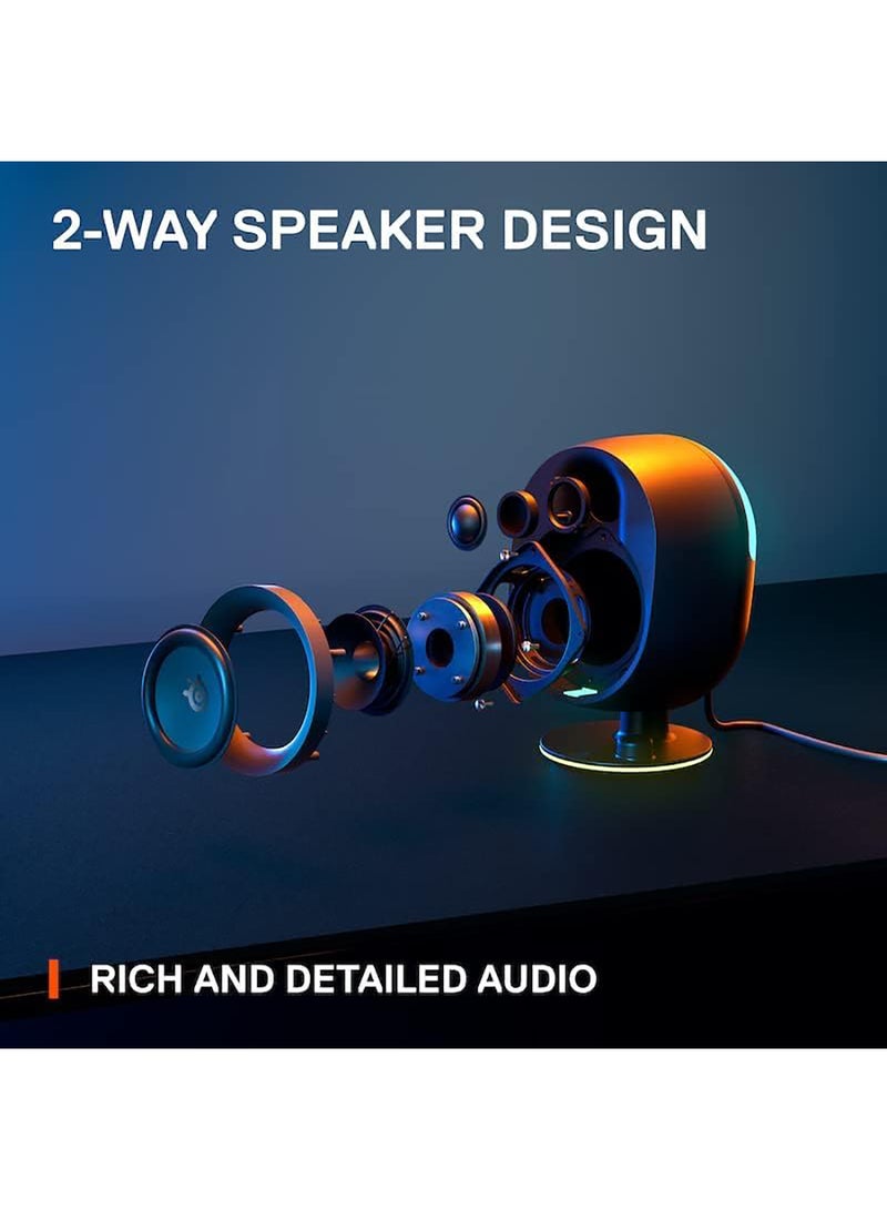 Arena 7 - Illuminated 2.1 Gaming Speakers – 2-Way Speaker Design – Powerful Bass, Subwoofer – USB, Aux, Optical, Wired – Bluetooth – PC, PlayStation, Mobile, Mac - UK Plug