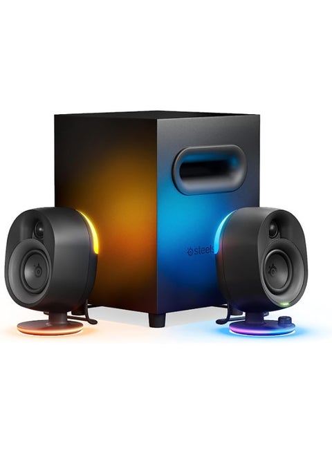 Arena 7 - Illuminated 2.1 Gaming Speakers – 2-Way Speaker Design – Powerful Bass, Subwoofer – USB, Aux, Optical, Wired – Bluetooth – PC, PlayStation, Mobile, Mac - UK Plug
