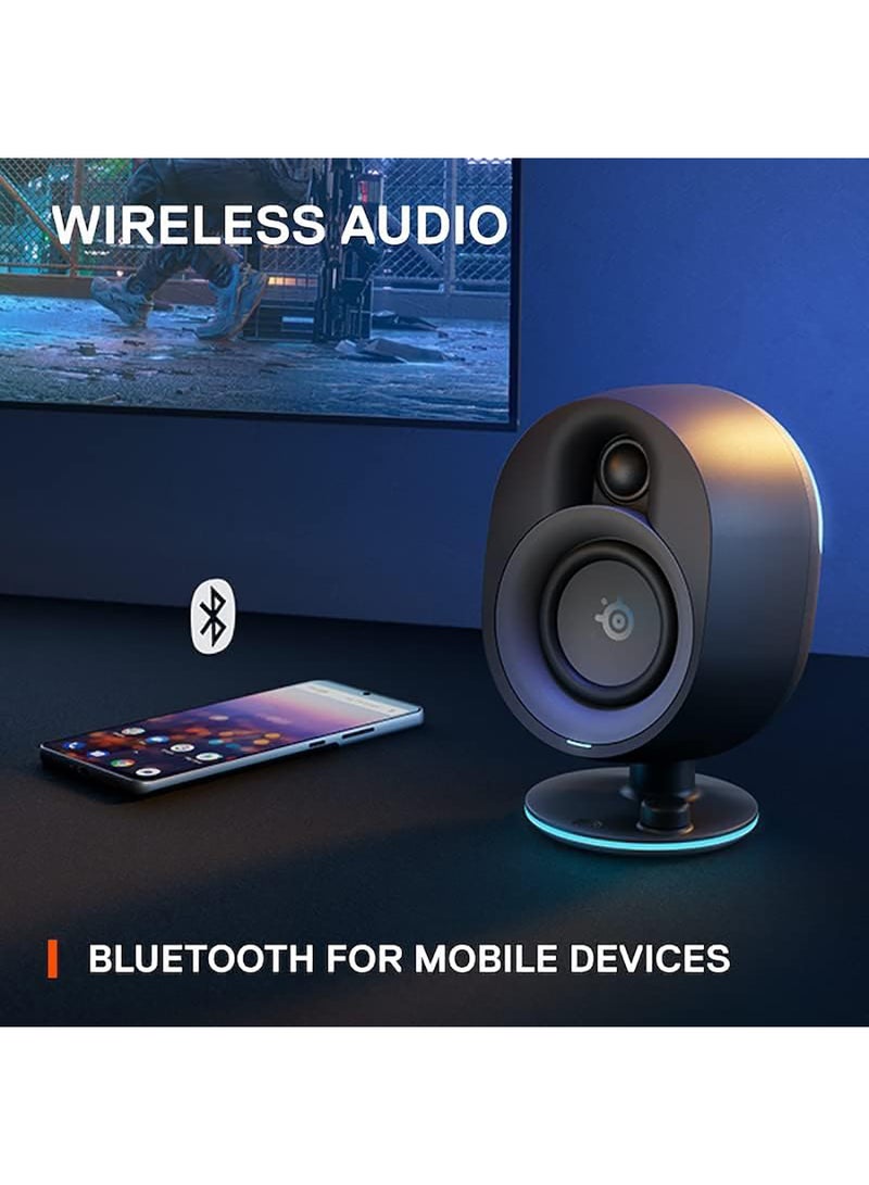 Arena 7 - Illuminated 2.1 Gaming Speakers – 2-Way Speaker Design – Powerful Bass, Subwoofer – USB, Aux, Optical, Wired – Bluetooth – PC, PlayStation, Mobile, Mac - UK Plug