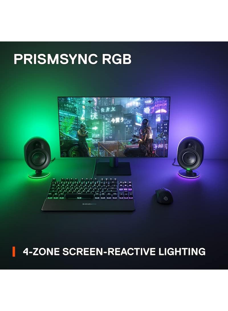 Arena 7 - Illuminated 2.1 Gaming Speakers – 2-Way Speaker Design – Powerful Bass, Subwoofer – USB, Aux, Optical, Wired – Bluetooth – PC, PlayStation, Mobile, Mac - UK Plug