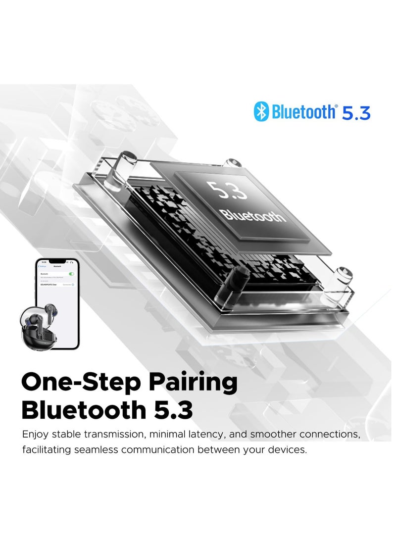 SoundPEATS - Clear In-ear Wireless Earbuds Black - Image 1