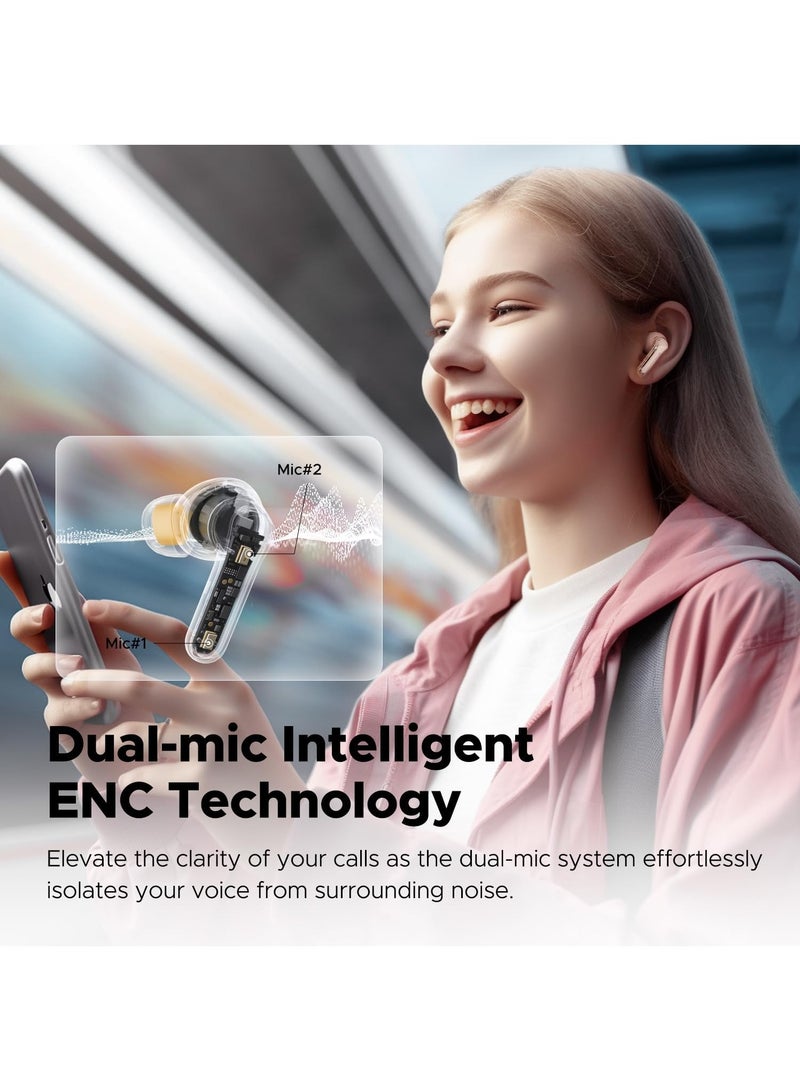 Clear In-ear Wireless Earbuds Beige