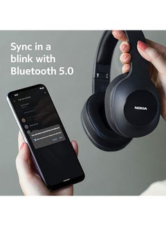 NOKIA E1200 Essential Wireless Headphones, On-Ear Headphones with Foldable Headband, Bluetooth 5.0 Compatible, 40Hrs Wireless Playtime Black  - Image 4