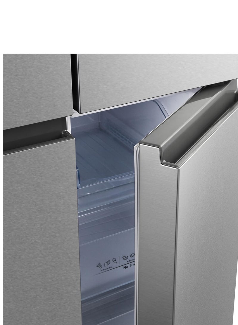 Hisense - 561L Gross/ 462L Net Capacity, 4 Door No Frost Refrgerator, Electronic Control, Multi Air Flow, Convertible (Fridge-Freezer) Bottom Right Compartment RQ561N4AC1 Silver - Image 1