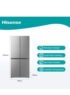 561L Gross/ 462L Net Capacity, 4 Door No Frost Refrgerator, Electronic Control, Multi Air Flow, Convertible (Fridge-Freezer) Bottom Right Compartment RQ561N4AC1 Silver - pnsku/N70026019V/45/_/1700712051/118b435e-100c-447e-8fa2-358765277459