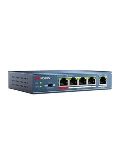 DS-3E0105P-E/M(B) Switch, 4 X 100m Poe Ports & 1 X 100m Ethernet Port, Supports Poe Power Supply and Extend Mode, Wire-speed Forwarding & Non-blocking Design BLUE