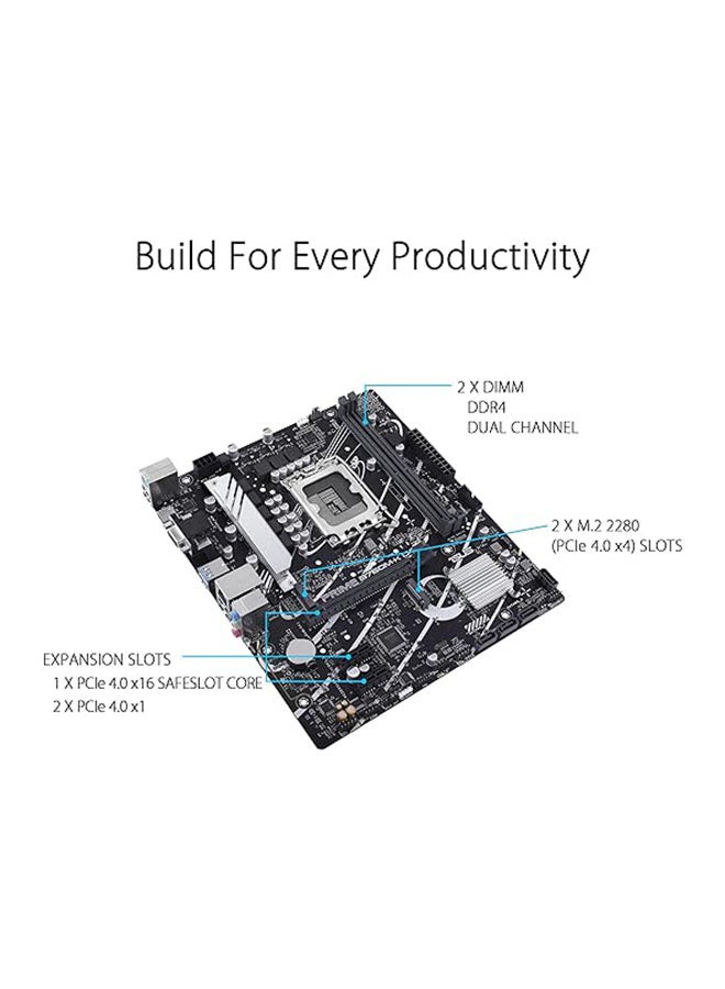 ASUS Prime B760M-K D4 Intel® B760 (LGA 1700)(13th and 12th Gen) mATX Motherboard, PCIe 4.0, Two PCIe 4.0 M.2 Slots, DDR4, Realtek 2.5Gb Ethernet, HDMI®, SATA 6 Gbps, Front USB 3.2 Gen 1, Aura Sync Black - Image 5