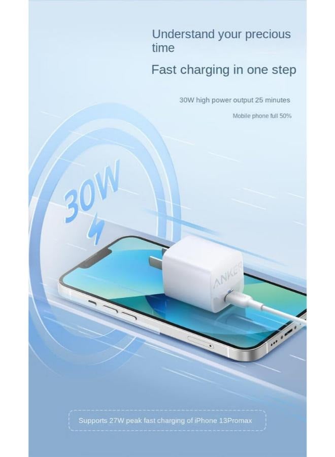 Anker 313 GaN 30W Foldable Charger PIQ 3.0 Durable Compact Fast Charger For iPhone 15/15 Plus/15 Pro/15 Pro Max/14/13, Galaxy, Pixel 6/7, iPad/iPad Mini Cable Not Included White  - Image 3