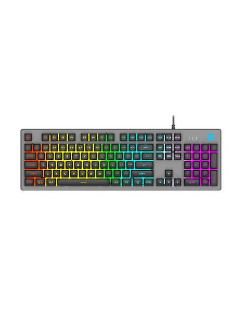 K500Y Backlit Membrane Wired Gaming Keyboard, Backlit Mixed Color Lighting, Metal Panel with Logo Lighting, 26 Anti-Ghosting Keys, and Windows Lock Key Black