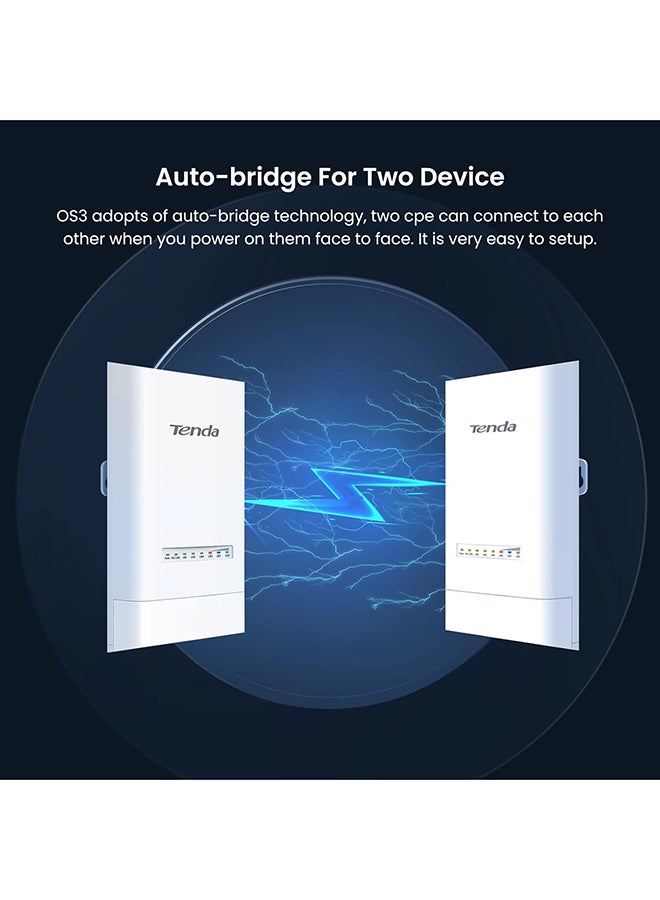 Tenda 5GHz AC867 Long Range Smart Manage Outdoor CPE, 12dBi, 5km+|Point to Point Wireless Bridge| Four Fast Ethernet Ports, Passive PoE Powered, IP65 Weatherproof, 6KV Lightning Protection White - Image 3