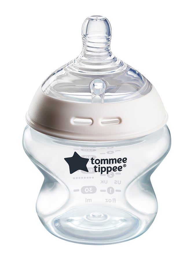 tommee tippee Closer To Nature Baby Feeding Bottle, 150ml, 0M+, Slow Flow Nature Teat With Anti-Colic Valve - Image 2