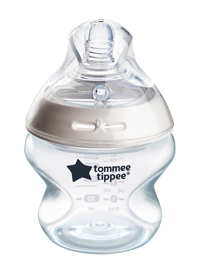 tommee tippee Closer To Nature Baby Feeding Bottle, 150ml, 0M+, Slow Flow Nature Teat With Anti-Colic Valve - Image 1
