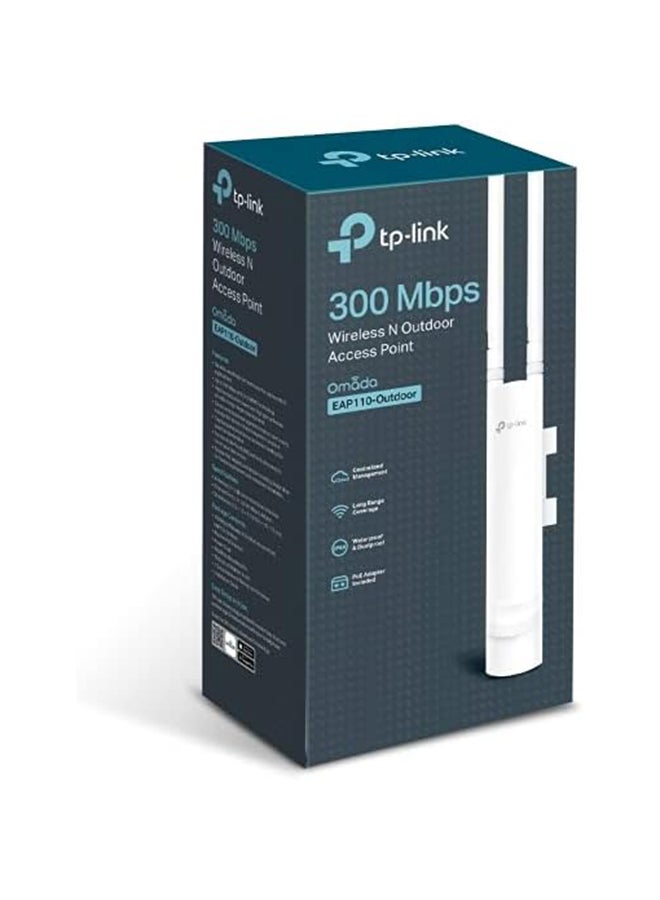 TP-LINK - EAP110 N300 Wireless N Outdoor Access Point, Up to 300Mbps Wi-Fi with 2x2 MIMO technology, Passive PoE, Omada Software Controller Black - Image 1