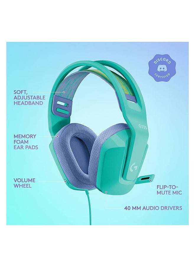 Logitech - G335 Wired Gaming Headset, with Microphone, 3.5mm Audio Jack, Comfortable Memory Foam Earpads, Lightweight, Compatible with PC, PlayStation, Xbox, Nintendo Switch Mint - Image 1