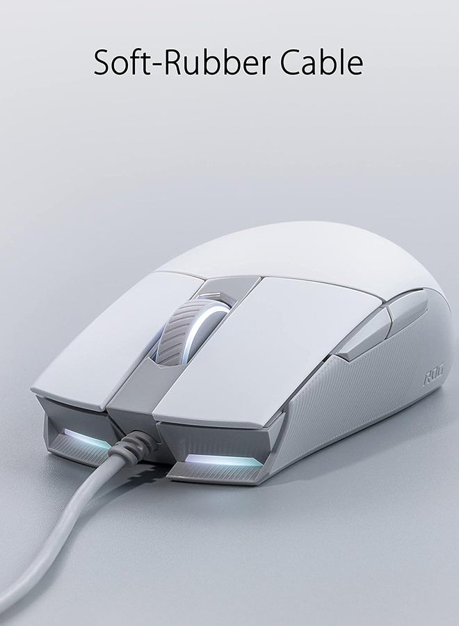 ASUS - ROG Strix Impact II Moonlight White Gaming Mouse | Ambidextrous and Lightweight Design, 6200 DPI Optical Sensor, Push-Fit Hot Swappable Switches, Aura Sync RGB Lighting, Minimal Design White - Image 1