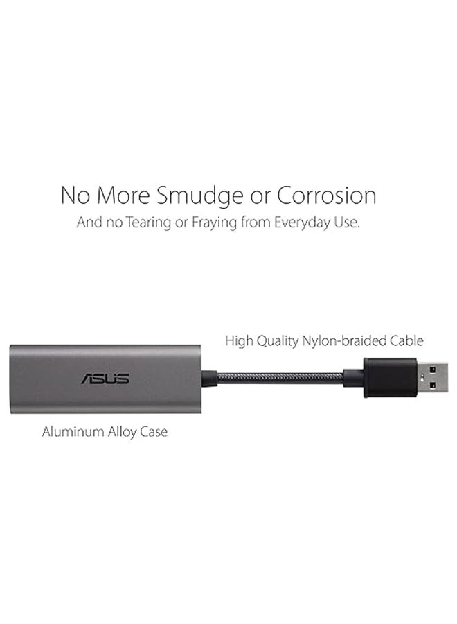 ASUS - 2.5G Ethernet USB Adapter (USB-C2500) Wired LAN Network Connection for Mac OS, Linux, Windows, Backward Compatible on 2.5G, 1G, 100Mbps, Ideal for Gaming Grey, Black - Image 1