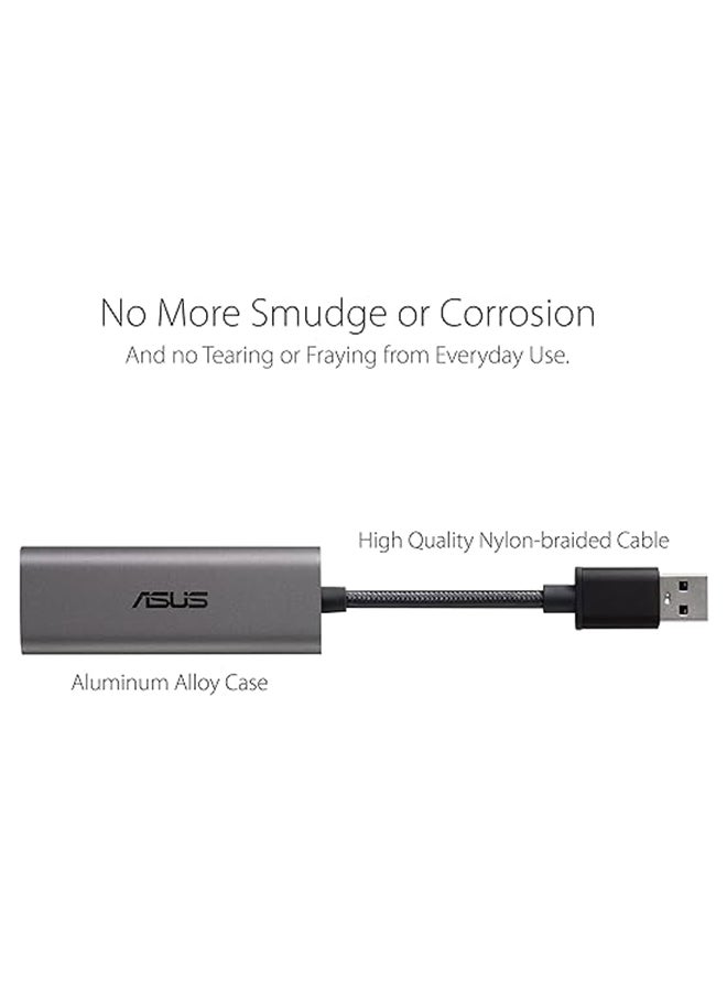 ASUS - 2.5G Ethernet USB Adapter (USB-C2500) Wired LAN Network Connection for Mac OS, Linux, Windows, Backward Compatible on 2.5G, 1G, 100Mbps, Ideal for Gaming Grey, Black - Image 1