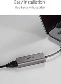 ASUS 2.5G Ethernet USB Adapter (USB-C2500) Wired LAN Network Connection for Mac OS, Linux, Windows, Backward Compatible on 2.5G, 1G, 100Mbps, Ideal for Gaming Grey, Black  - Image 2