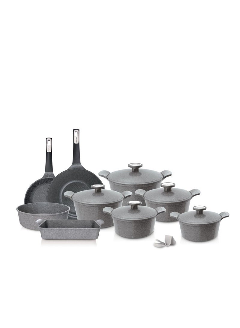 14 Pieces Neoflam  Xterma Cookware Set GREY Pots 20, 22, 24, 26, 28, cake pan 28, cake pan 30, frying pan 26, wok 30cm