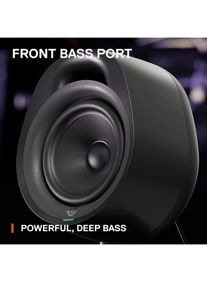 steelseries Arena 3 - Full-Range 2.0 Gaming Speakers – Immersive Audio – On-Speaker Controls – 4" Speaker Drivers – Wired And Bluetooth – 3.5mm Aux – PC, Mac Mobile – UK Plug Black - Image 4