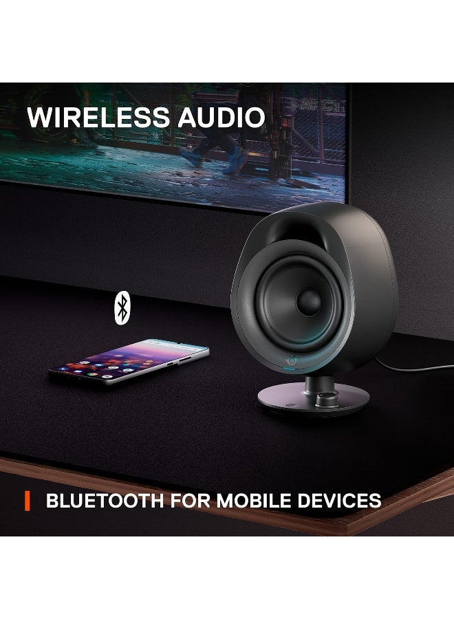 steelseries Arena 3 - Full-Range 2.0 Gaming Speakers – Immersive Audio – On-Speaker Controls – 4" Speaker Drivers – Wired And Bluetooth – 3.5mm Aux – PC, Mac Mobile – UK Plug Black - Image 2