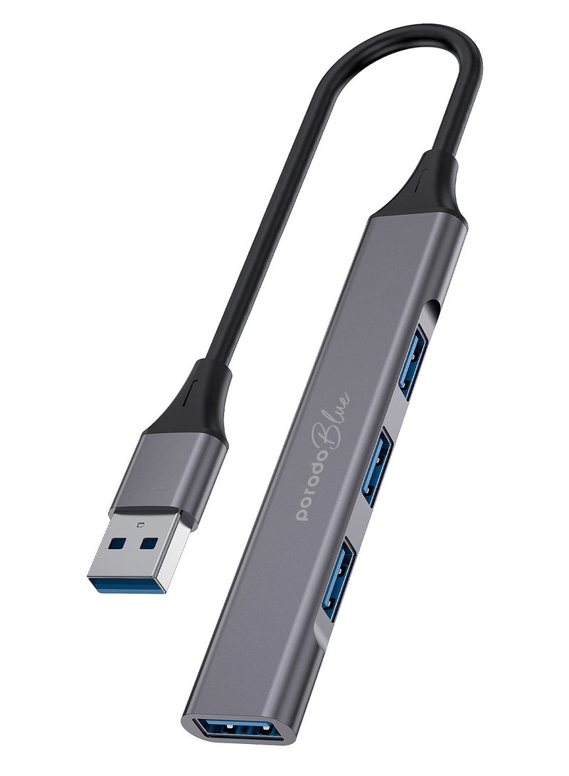 بورودو Blue 4 In1 USB-A Hub To 1 x USB-A 3.0 5Gbps And 3 x USB-A 2.0 480Mbps Black