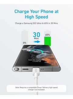 Anker 322 USB-C To USB-C Cable, USB-C To USB-C Fast Charging Cord, 60W Max Power Delivery PD Charging For MacBook, iPad Pro 2020, Samsung Galaxy, Pixel, And More 6Ft 1.8M White  - Image 2
