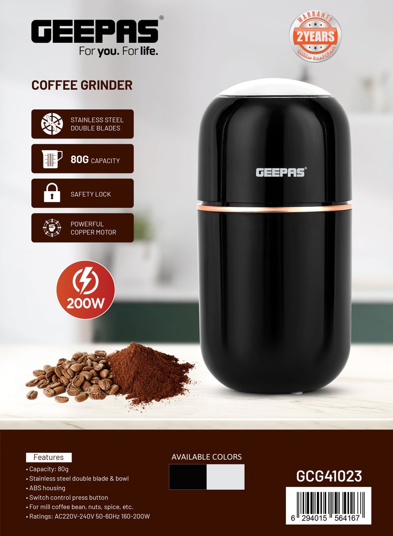 GEEPAS Stainless Steel Coffee Grinder 200 W GCG41023 Black/White 