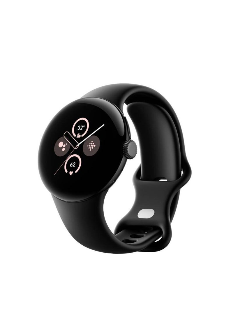 Google - 306 mAh Pixel Watch 2 Matte Black Smartwatch With Obsidian Active Band Wi-Fi Black - Image 1