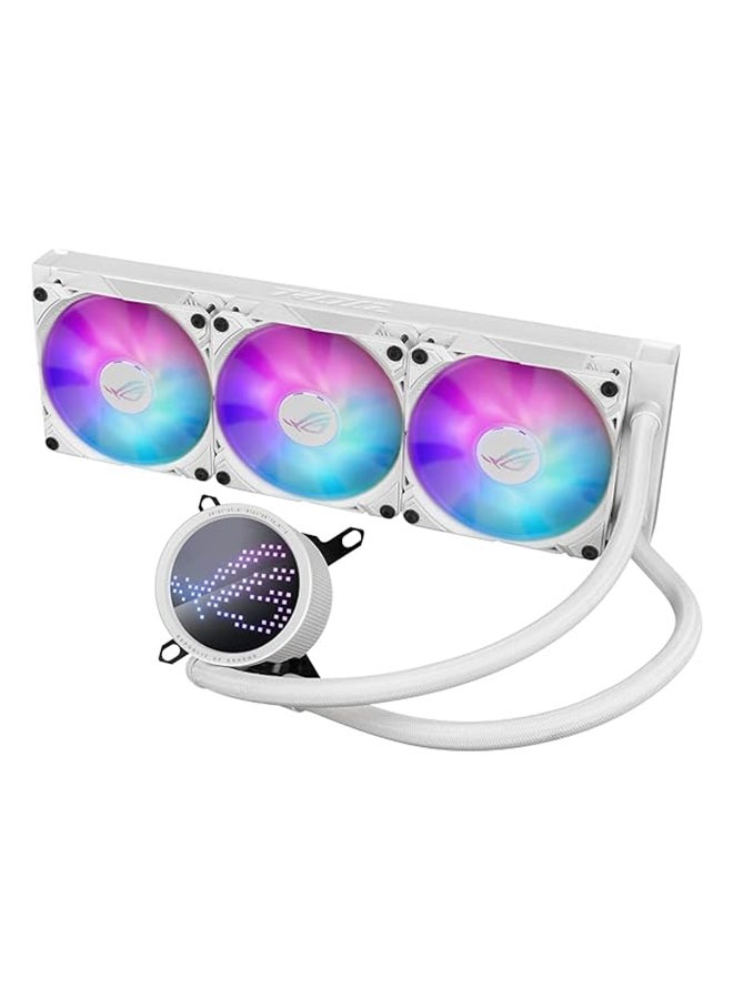 أسوس مبرد وحدة المعالجة المركزية السائل ROG Ryuo III 360 AIO، مضخة Asetek من الجيل الثامن، LED Matrix LED، سرعة 2200 دورة في الدقيقة 3 × مروحة، سرعة مضخة 2600 دورة في الدقيقة باللون الأبيض - Image 1