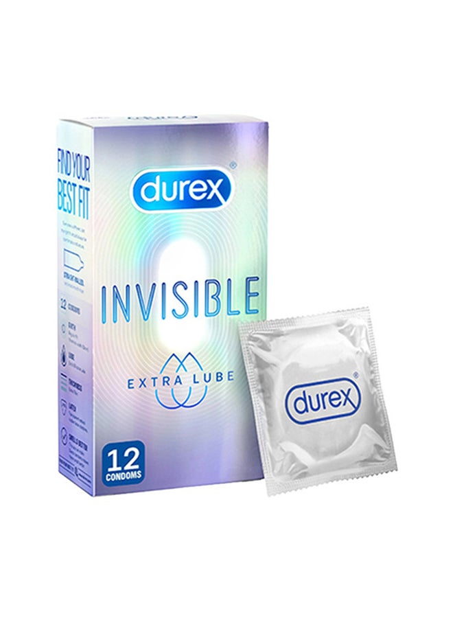 Durex Invisible Extra Lubricated Condoms- 12 Pack - Image 1