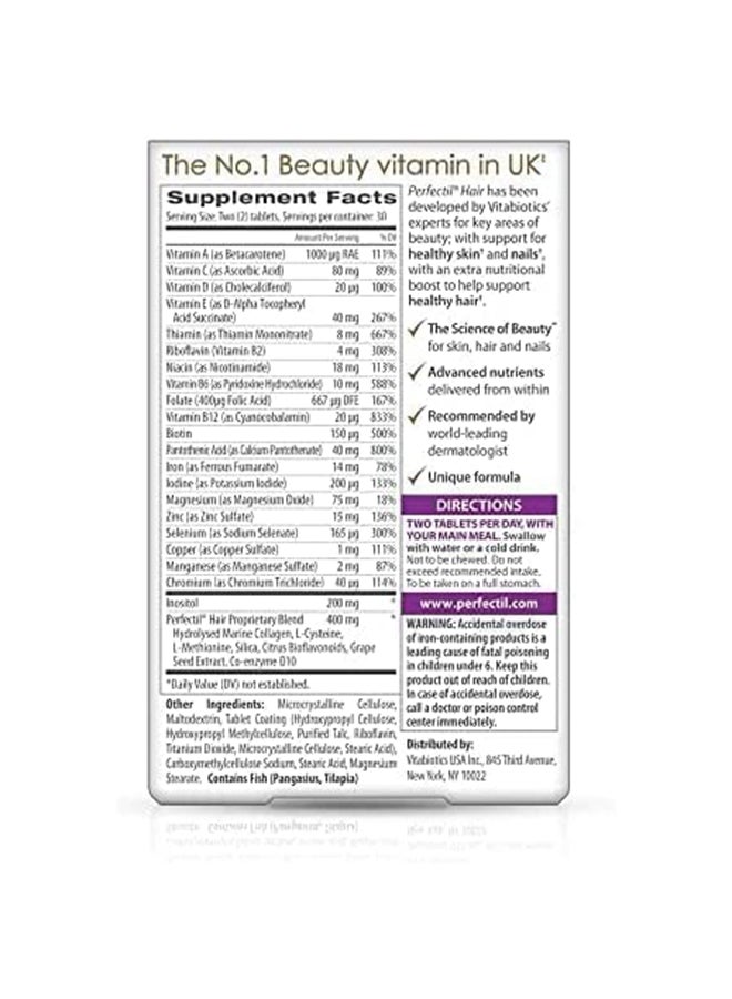Vitabiotics Perfectil Plus Hair Tablets, Pack Of 60 - Image 2