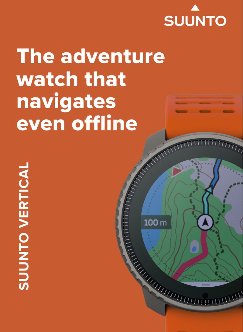 Suunto Vertical Titanium Solar Adventure Watch Solar Charging, Outdoor Offline Maps, Storm Alarm, Weather Forecast, Dual-band GPS/GNSS, Heart Rate, 95+ Sports Mode, Made In Finland Canyon - Image 4