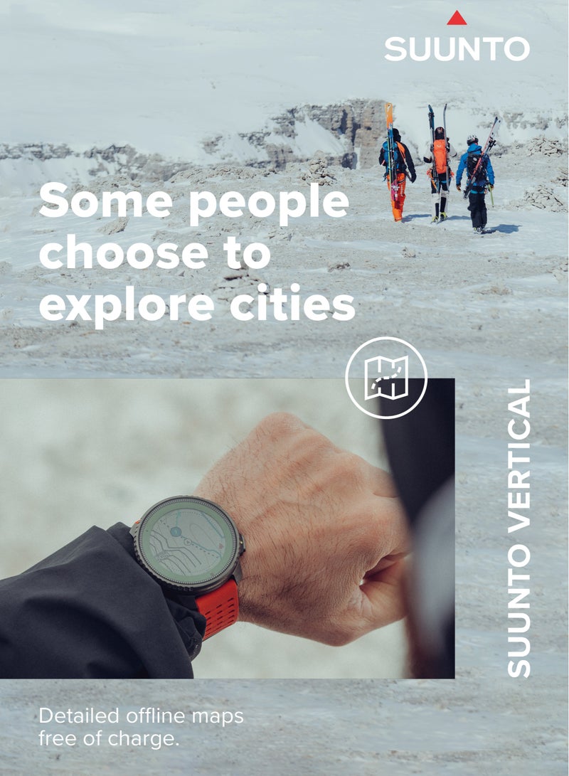 Suunto Vertical Titanium Solar Adventure Watch Solar Charging, Outdoor Offline Maps, Storm Alarm, Weather Forecast, Dual-band GPS/GNSS, Heart Rate, 95+ Sports Mode, Made In Finland Canyon - Image 5