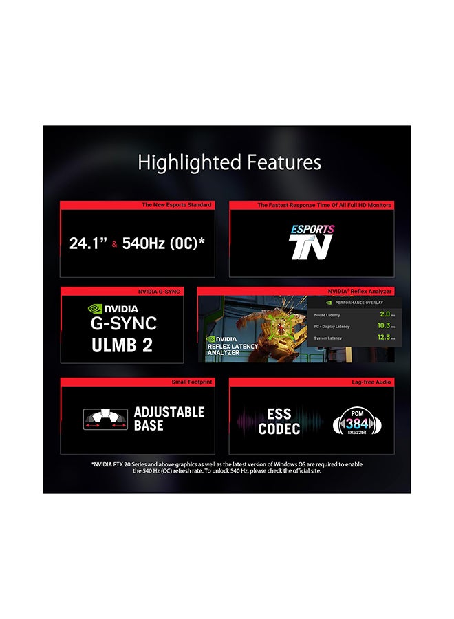 ASUS - 24.1-Inch ROG Swift Pro PG248QP NVIDIA G-SYNC esports Gaming Monitor FHD, 540 Hz (OC), Esports-TN panel, NVIDIA® Reflex Analyzer, ULMB 2, adjustable base, ESS codec, DisplayHDR 400 Black - Image 1