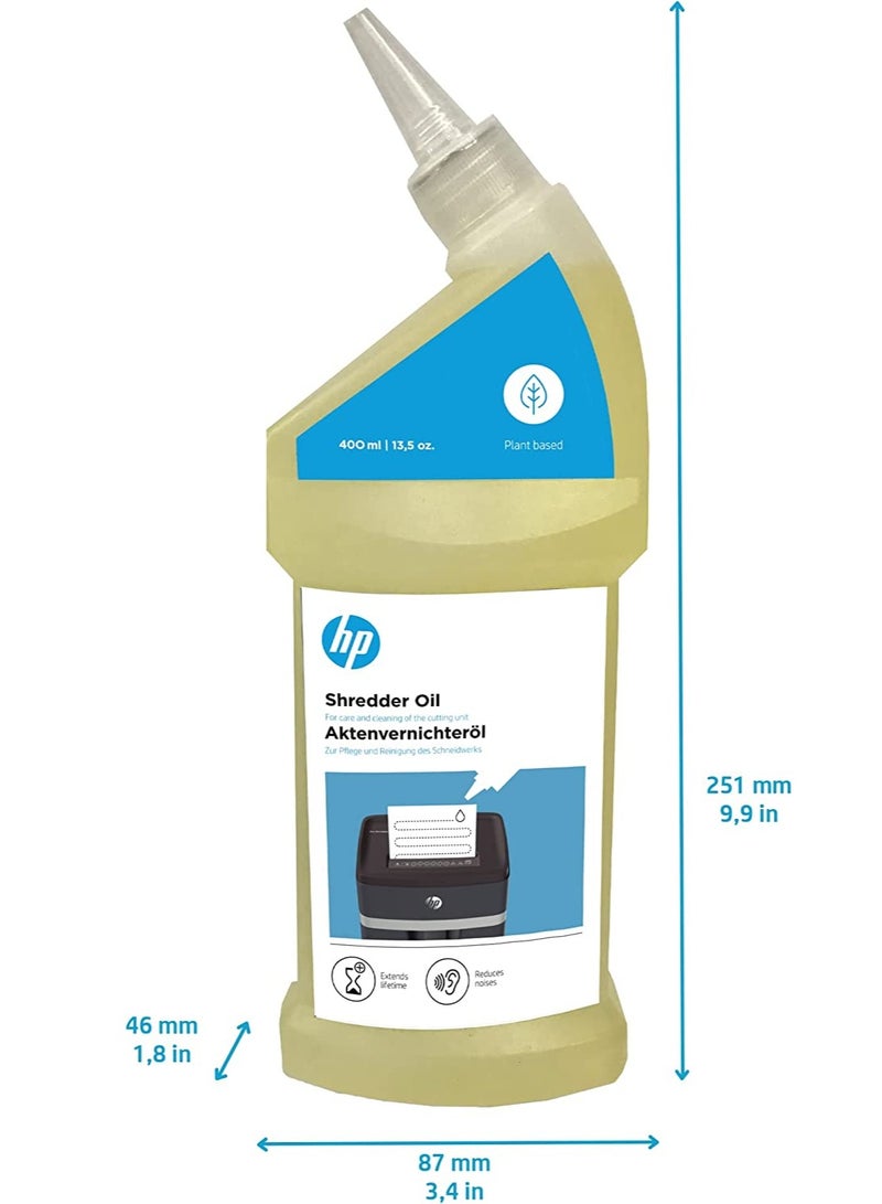 HP Paper Shredder Oil 400 Ml Bottle, Plant Based For Care For Your Shredder CLEAR  - Image 3
