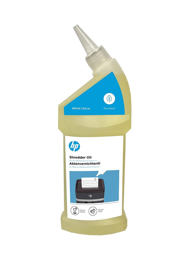 HP Paper Shredder Oil 400 Ml Bottle, Plant Based For Care For Your Shredder CLEAR  - Image 1
