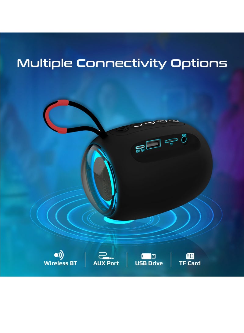 PROMATE - Bluetooth Speaker, Premium 5W True Wireless Portable HD Speaker with LED Lights, Bluetooth v5.3, Long Playtime, 3.5mm AUX, USB Port and TF Card Slot black - Image 1