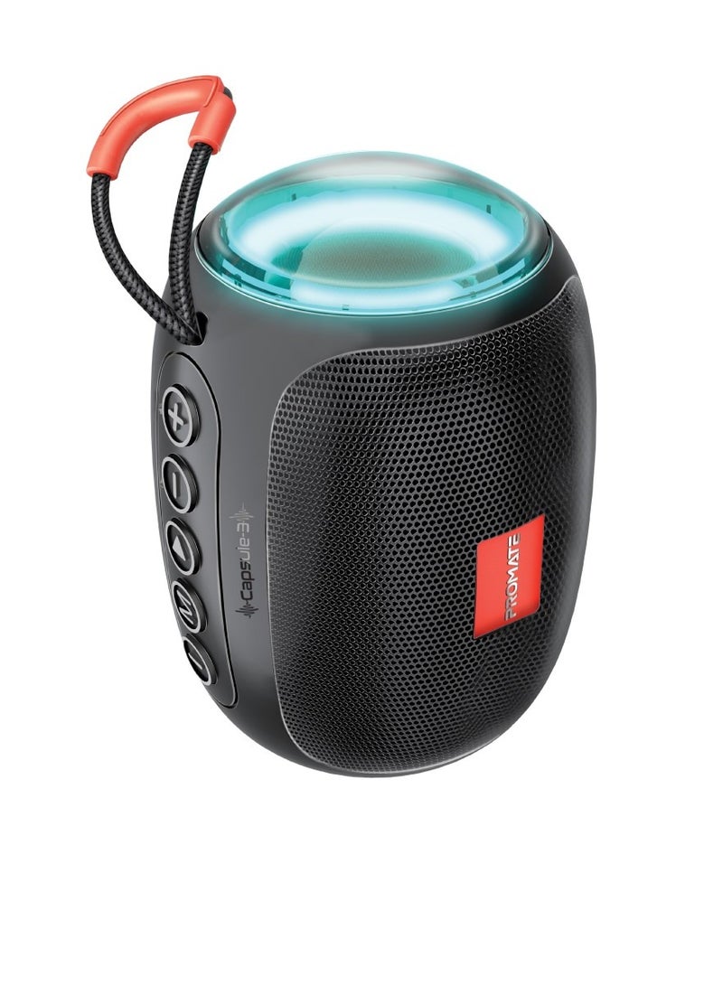 PROMATE - Bluetooth Speaker, Premium 5W True Wireless Portable HD Speaker with LED Lights, Bluetooth v5.3, Long Playtime, 3.5mm AUX, USB Port and TF Card Slot black - Image 1