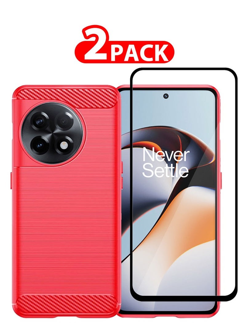 MARGOUN 2 Packs For OnePlus 11R Case Cover And Screen Protector Soft TPU Bumper Protective Back Case Red - Image 1