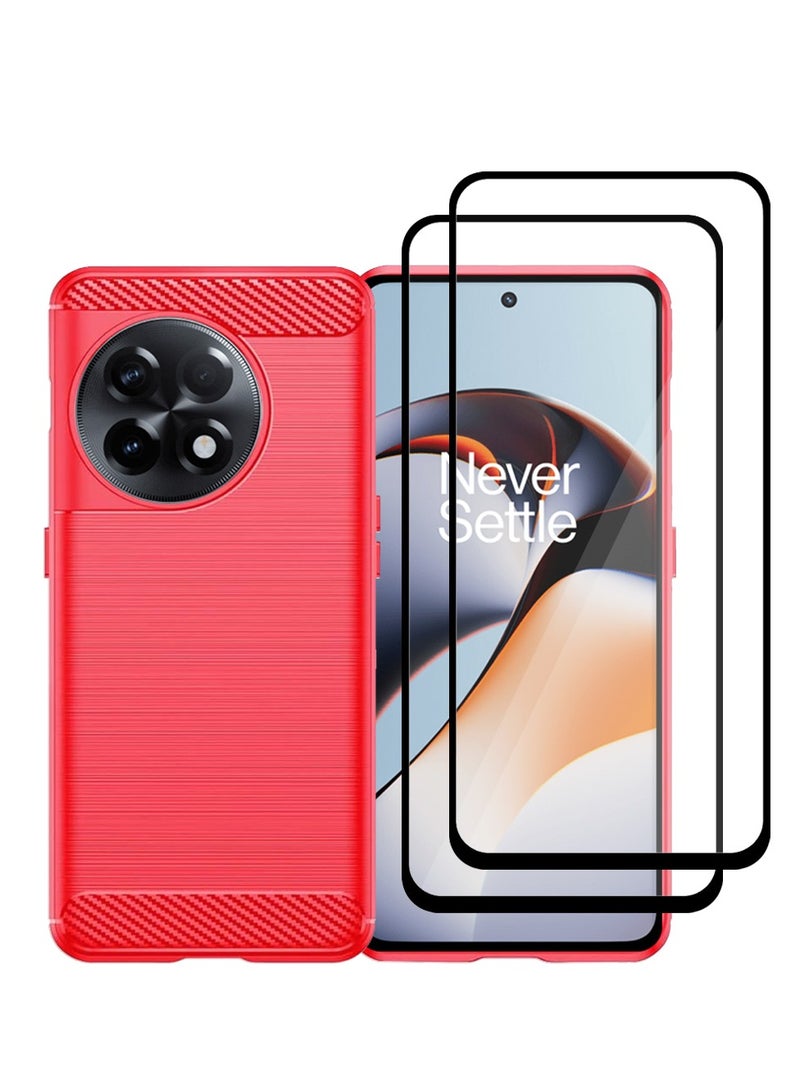 MARGOUN 3 Packs For OnePlus 11R Case Cover And 2 Screen Protectors Soft TPU Bumper Protective Back Case Red - Image 2