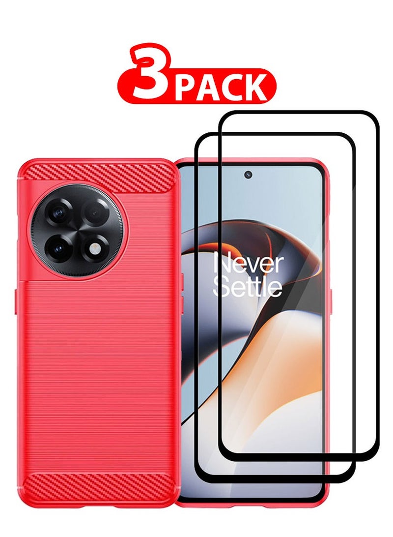 MARGOUN 3 Packs For OnePlus 11R Case Cover And 2 Screen Protectors Soft TPU Bumper Protective Back Case Red - Image 1