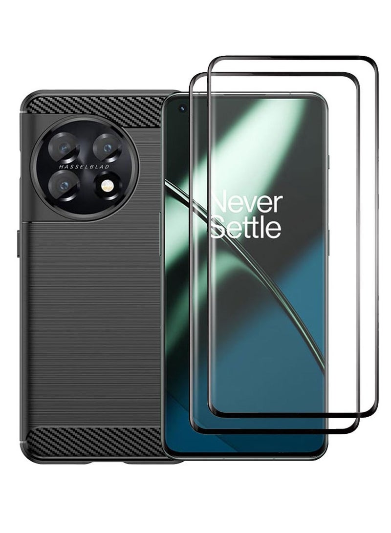 MARGOUN 3 Packs For OnePlus 11 Case Cover And 2 Screen Protectors Soft TPU Bumper Protective Back Case Black - Image 2