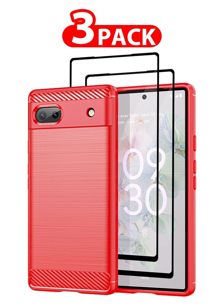 مارجون 3 عبوات لحافظة جوجل بيكسل 6a و 2 واقي شاشة غطاء خلفي واقي من TPU الناعم - Image 1