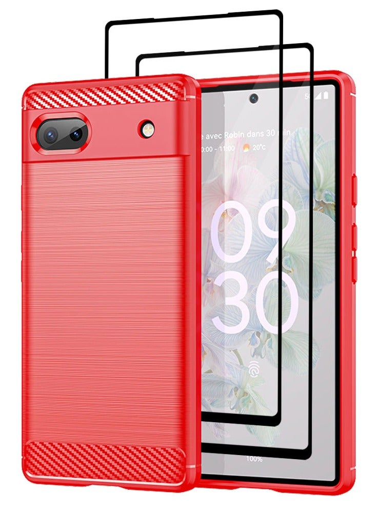 مارجون 3 عبوات لحافظة جوجل بيكسل 6a و 2 واقي شاشة غطاء خلفي واقي من TPU الناعم - Image 2