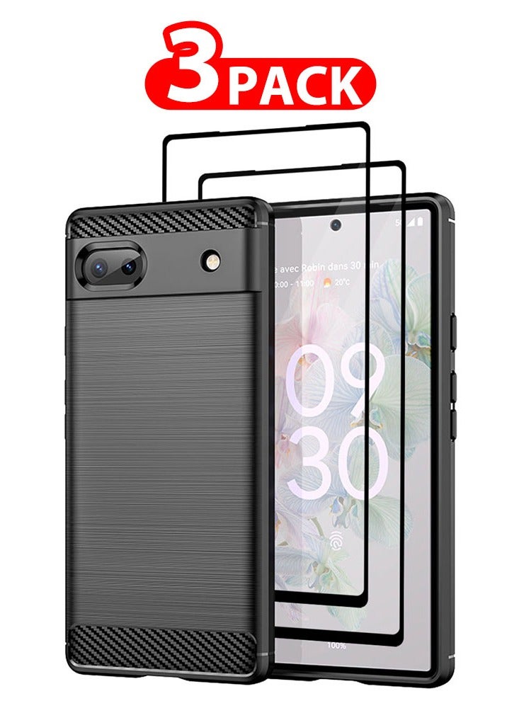 مارجون 3 مجموعات من أغطية الحماية لهاتف Google Pixel 6a و2 واقيات شاشة من مادة TPU الناعمة وغطاء خلفي واقي - Image 1