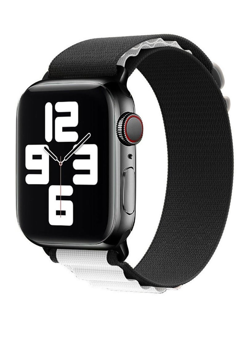 MARGOUN - Apple Watch Band Alpine Loop Band 38Mm 40Mm 41Mm Women Men Adjustable With Metal G-Hook Strap For iWatch Series 7/SE/6/5/4/3/2/1 Black White - Image 1