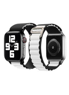 MARGOUN Apple Watch Band Alpine Loop Band 38Mm 40Mm 41Mm Women Men Adjustable With Metal G-Hook Strap For iWatch Series 7/SE/6/5/4/3/2/1 Black White  - Image 2