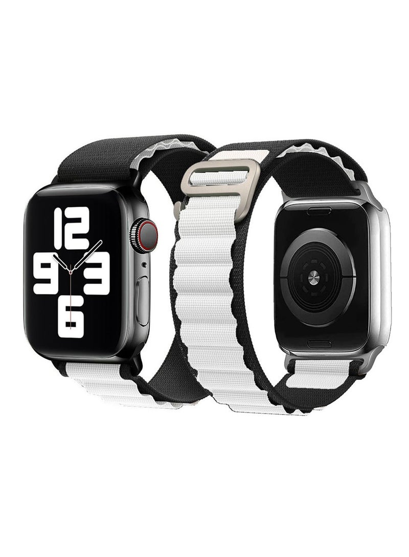 MARGOUN - Apple Watch Band Alpine Loop Band 38Mm 40Mm 41Mm Women Men Adjustable With Metal G-Hook Strap For iWatch Series 7/SE/6/5/4/3/2/1 Black White - Image 1